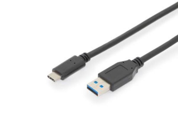 Digitus USB-Kabel USB 3.2 Gen1 USB-C Stecker, USB-A Stecker 1.00 m Schwarz doppelt geschirmt AK-300146-010-S