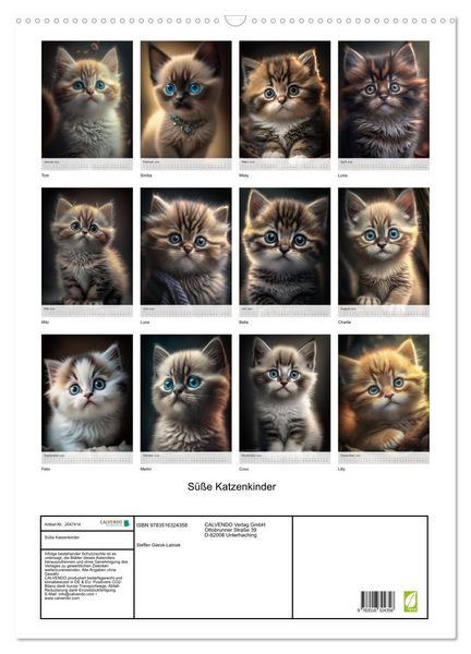 Produktbild: S&uuml;&szlig;e Katzenkinder (Wandkalender 2026 DIN A2 hoch), CALVENDO Monatskalender