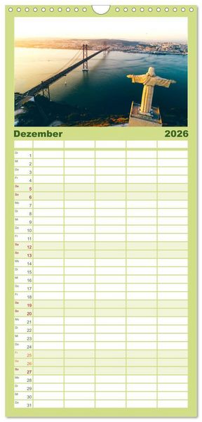 Produktbild: Familienplaner 2026 - Portugal Luftaufnahmen mit 5 Spalten (Wandkalender, 21 x 45 cm) CALVENDO