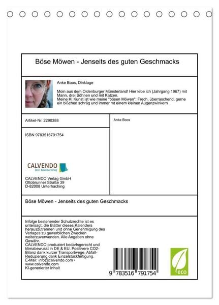 Produktbild: B&ouml;se M&ouml;wen - Jenseits des guten Geschmacks (Tischkalender 2027 DIN A5 hoch), CALVENDO Monatskalender