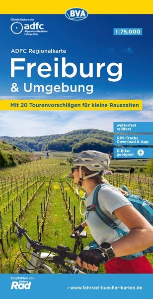 Produktbild: ADFC-Regionalkarte Freiburg und Umgebung 1:75.000, reiß- und wetterfest, GPS-Tracks Download