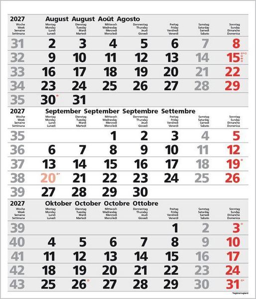 Produktbild: 3-Monats-Planer Comfort Grau 2027