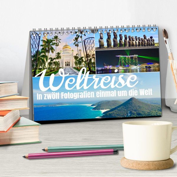Produktbild: Weltreise, in zw&ouml;lf Fotografien einmal um die Welt (Tischkalender 2026 DIN A5 quer), CALVENDO Monatskalender
