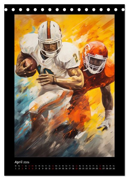 Produktbild: American Football. Paintings (Tischkalender 2026 DIN A5 hoch), CALVENDO Monatskalender