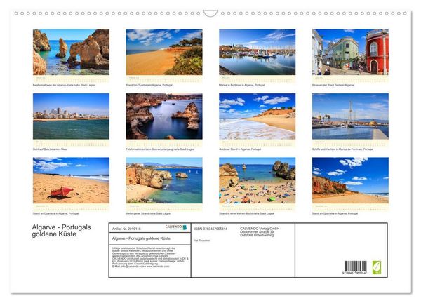 Produktbild: Algarve - Portugals goldene K&uuml;ste (Wandkalender 2026 DIN A2 quer), CALVENDO Monatskalender