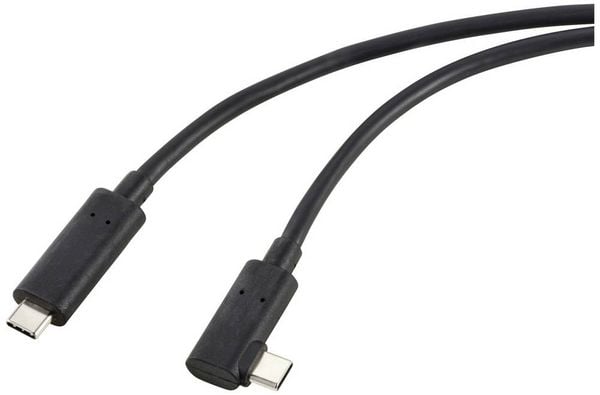 Produktbild: Renkforce Glasfaser USB-C&reg; Kabel USB 3.2 Gen2 USB-C&reg; Stecker einseitig gewinkelt 10.00 m Schwarz RF-5625884