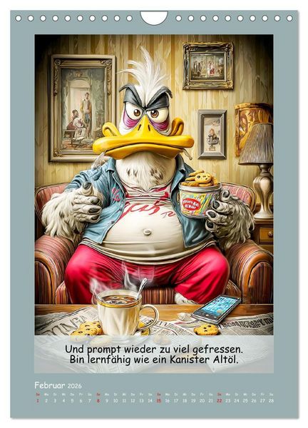 Produktbild: Echte Fieslinge. Gefiederklan im &Uuml;berlebensmodus (Wandkalender 2026 DIN A4 hoch), CALVENDO Monatskalender
