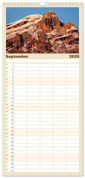 Produktbild: Familienplaner 2026 - Die H&ouml;chsten der Alpen mit 5 Spalten (Wandkalender, 21 x 45 cm) CALVENDO