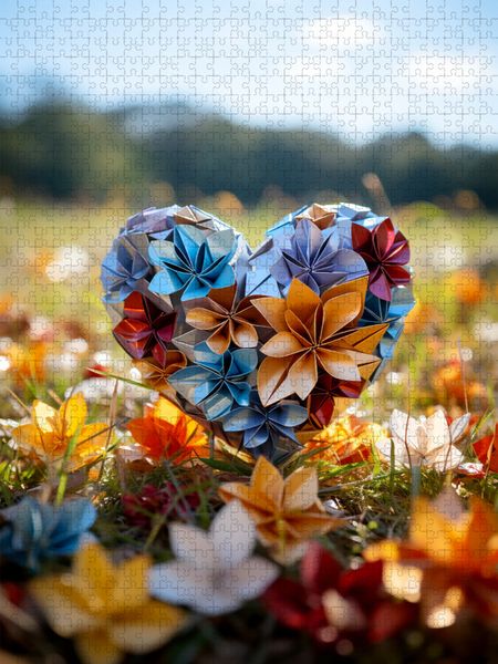 Produktbild: CALVENDO Puzzle Origami-Herz | 1000 Teile Lege-Gr&ouml;&szlig;e 64x48cm Foto-Puzzle f&uuml;r gl&uuml;ckliche Stunden