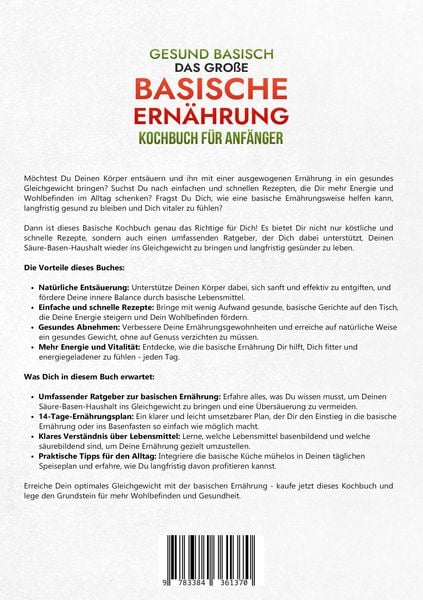 Produktbild: Gesund Basisch - Das gro&szlig;e Basische Ern&auml;hrung Kochbuch f&uuml;r Anf&auml;nger