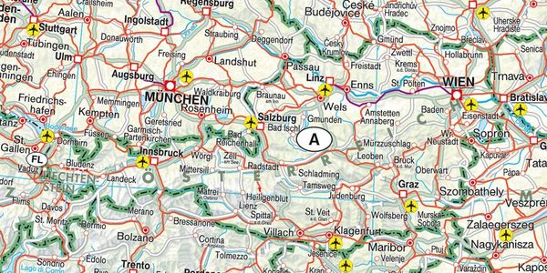 Produktbild: freytag & berndt Poster Bahnen + F&auml;hren Europa, Eisenbahnkarte 1:5,5 Mio.