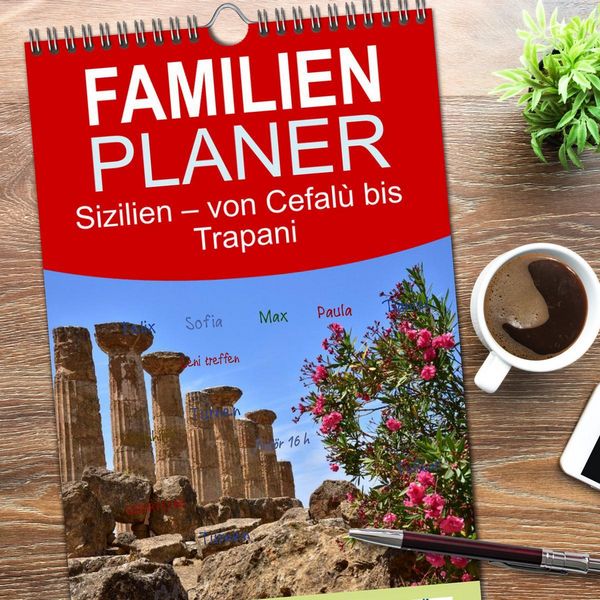 Produktbild: Familienplaner 2026 - Sizilien &ndash; von Cefal&ugrave; bis Trapani mit 5 Spalten (Wandkalender, 21 x 45 cm) CALVENDO
