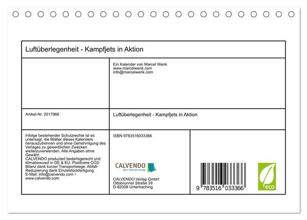 Produktbild: Luft&uuml;berlegenheit - Kampfjets in Aktion (Tischkalender 2026 DIN A5 quer), CALVENDO Monatskalender