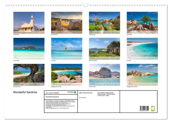 Produktbild: Wonderful Sardinia (Wall Calendar 2026 DIN A2 landscape), CALVENDO 12 Month Wall Calendar