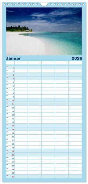 Produktbild: Familienplaner 2026 - Malediven &ndash; Das Paradies im Indischen Ozean III mit 5 Spalten (Wandkalender, 21 x 45 cm) CALVENDO