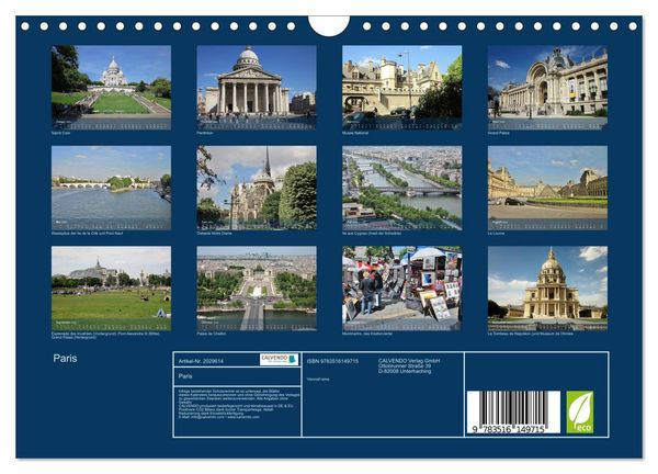 Produktbild: Paris (Wandkalender 2026 DIN A4 quer), CALVENDO Monatskalender