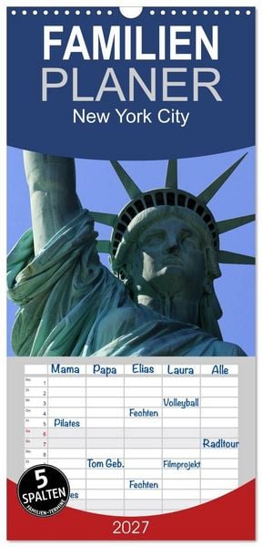 Produktbild: Familienplaner 2027 - New York City mit 5 Spalten (Wandkalender, 21 x 45 cm) CALVENDO