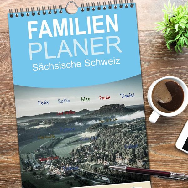 Produktbild: Familienplaner 2026 - S&auml;chsische Schweiz mit 5 Spalten (Wandkalender, 21 x 45 cm) CALVENDO