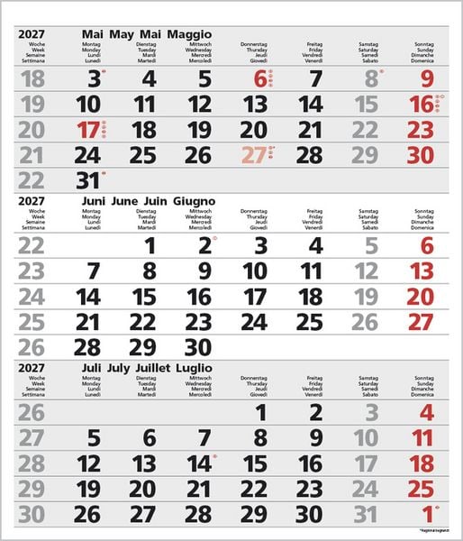 Produktbild: 3-Monats-Planer Comfort Grau 2027