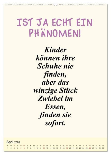Produktbild: Spr&uuml;che-Kalender. Lustiges f&uuml;r die Familie! (Wandkalender 2026 DIN A2 hoch), CALVENDO Monatskalender