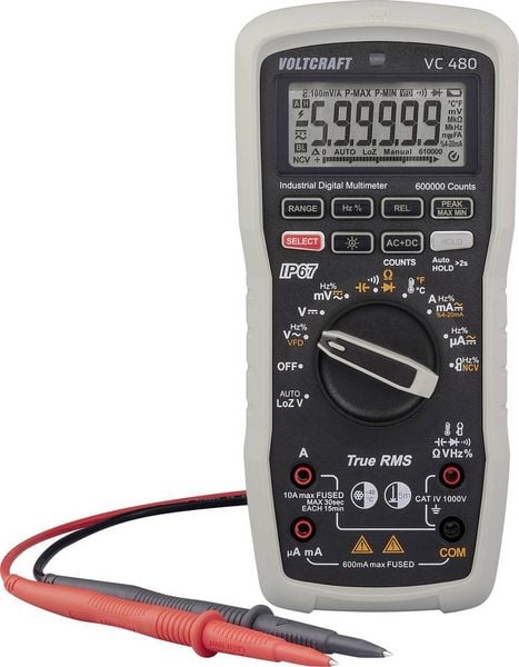 VOLTCRAFT VC 480 Hand-Multimeter digital Wasserdicht (IP67), LoZ CAT IV 1000 V Anzeige (Counts): 600000
