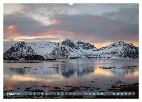 Produktbild: Lofoten, Norway's untamed beauty in Winter (High Quality Premium Wall Calendar 2026 DIN A2 landscape),CALVENDO 12 Month Wall Calendar