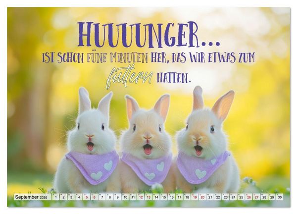 Produktbild: KANINCHEN Mit Humor durchs Jahr (Wandkalender 2026 DIN A3 quer), CALVENDO Monatskalender