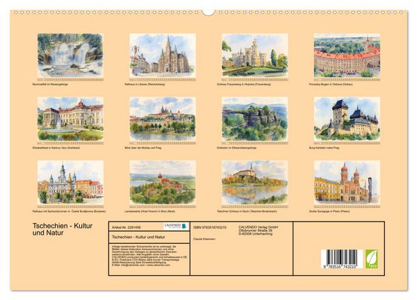Produktbild: Tschechien - Kultur und Natur (hochwertiger Premium Wandkalender 2026 DIN A2 quer), Kunstdruck in Hochglanz