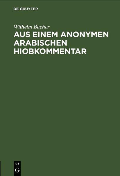Produktbild: Aus einem anonymen arabischen Hiobkommentar