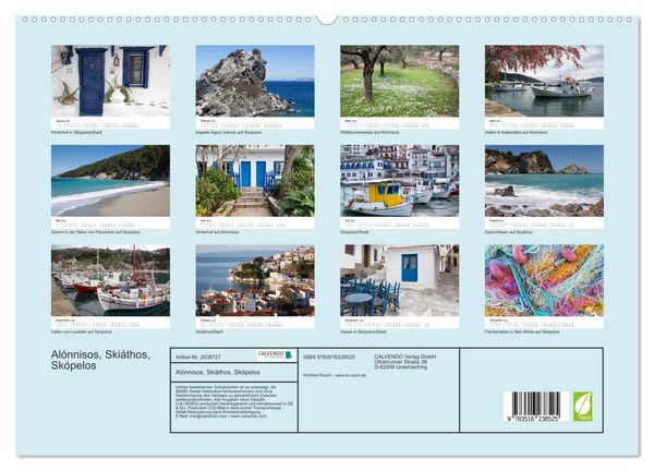 Produktbild: Al&oacute;nnisos, Ski&aacute;thos, Sk&oacute;pelos (hochwertiger Premium Wandkalender 2026 DIN A2 quer), Kunstdruck in Hochglanz