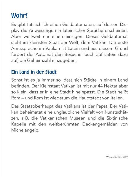 Produktbild: Wissen f&uuml;r Kids Tagesabrei&szlig;kalender 2027