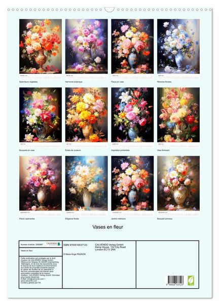 Produktbild: Vases en fleur (Calendrier mural 2026 DIN A2 horizontal), CALVENDO calendrier mensuel
