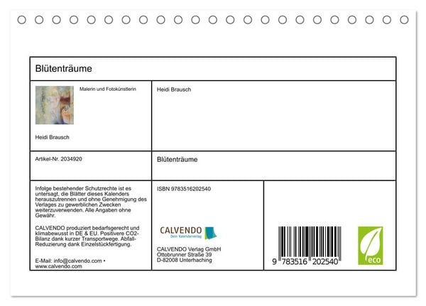 Produktbild: Bl&uuml;tentr&auml;ume (Tischkalender 2026 DIN A5 quer), CALVENDO Monatskalender