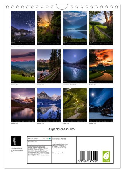 Produktbild: Augenblicke in Tirol (Wandkalender 2026 DIN A4 hoch), CALVENDO Monatskalender