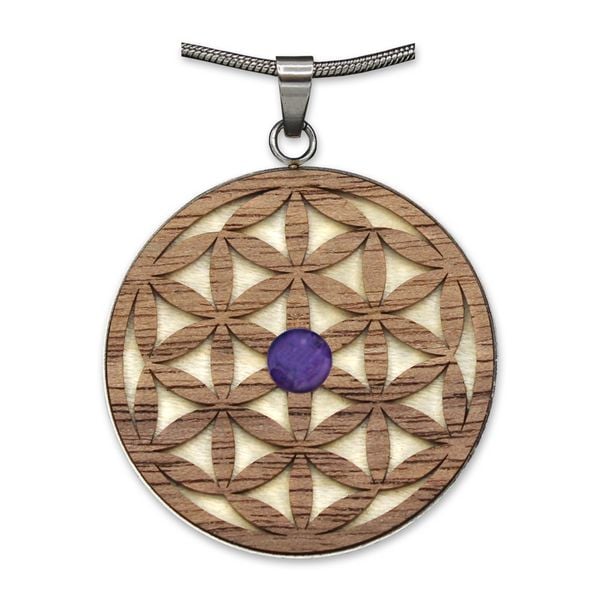 Produktbild: Edelstein "Waldzeichen" Amethyst Blume d. Lebens