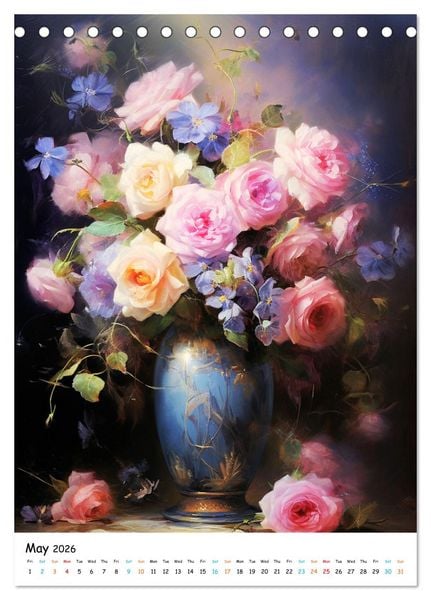 Produktbild: Blossoms & Vases (Desk Calendar 2026 DIN A5 portrait), CALVENDO 12 Month DeskCalendar