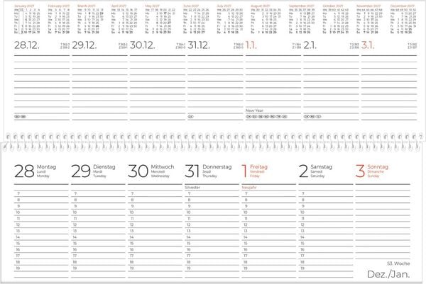 Produktbild: Tischquerkalender 1W/2S blau 2027