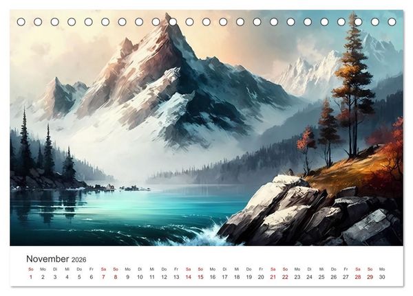 Produktbild: KI-Landschaften - Malerisch durch das Jahr (Tischkalender 2026 DIN A5 quer), CALVENDO Monatskalender