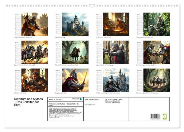 Produktbild: Rittertum und Mythos &ndash; Das Zeitalter der Ehre (Wandkalender 2026 DIN A2 quer), CALVENDO Monatskalender