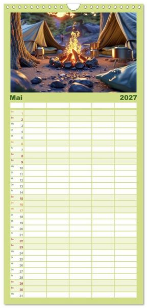 Produktbild: Familienplaner 2027 - Camping-Life und Abenteuer mit 5 Spalten (Wandkalender, 21 x 45 cm) CALVENDO