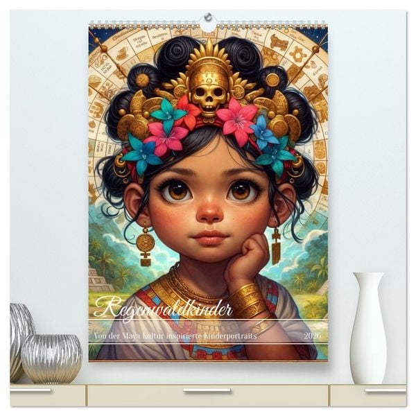 Produktbild: Regenwaldkinder - Ein vom Leben der Mayas inspierter Kinderkalender (hochwertiger Premium Wandkalender 2026 DIN A2 hoch), Kunstdruck in Hochglanz
