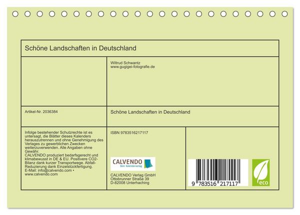 Produktbild: Sch&ouml;ne Landschaften in Deutschland (Tischkalender 2026 DIN A5 quer), CALVENDO Monatskalender