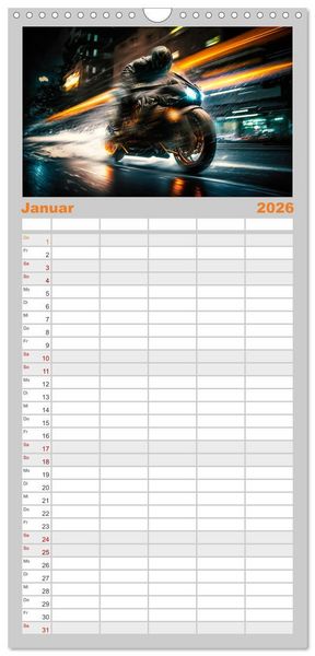 Produktbild: Familienplaner 2026 - Motorrad Speed mit 5 Spalten (Wandkalender, 21 x 45 cm) CALVENDO