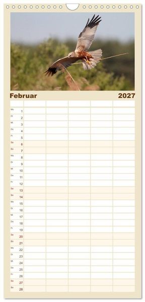 Produktbild: Familienplaner 2027 - Heimische Eulen und Greife mit 5 Spalten (Wandkalender, 21 x 45 cm) CALVENDO