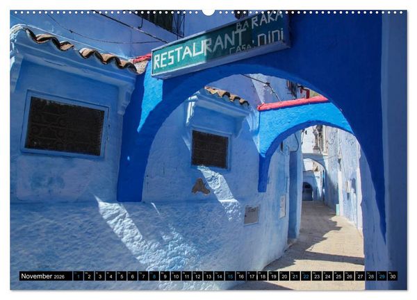 Produktbild: Chefchaouen - Sinfonie in Blau und Wei&szlig; (Wandkalender 2026 DIN A2 quer), CALVENDO Monatskalender