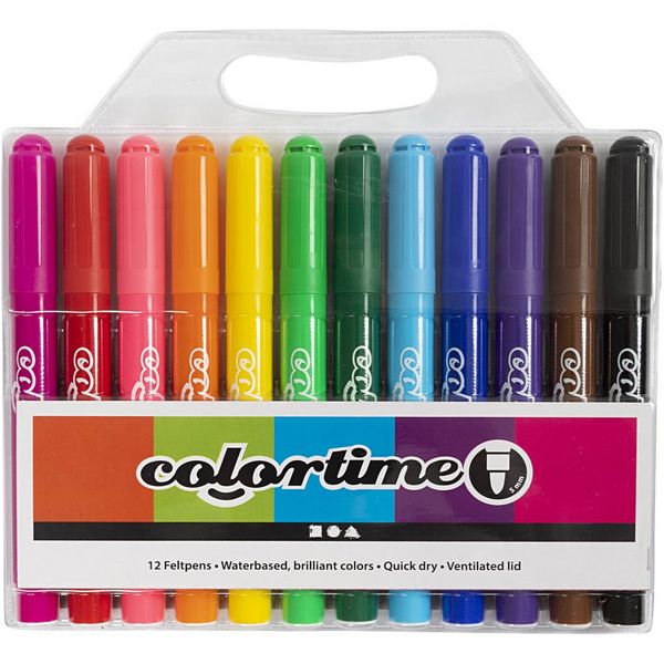 Produktbild: Creativ Company Colortime Marker, Strichst&auml;rke 5 mm, Standard-Farben, 12 Stk