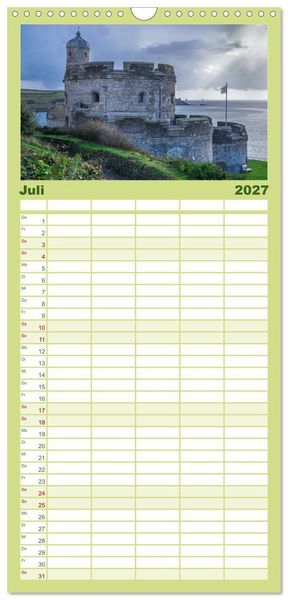 Produktbild: Familienplaner 2027 - Burgen und Schl&ouml;sser in England mit 5 Spalten (Wandkalender, 21 x 45 cm) CALVENDO