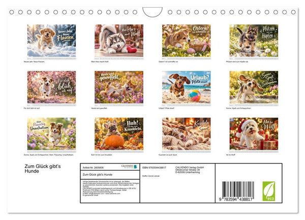 Produktbild: Zum Gl&uuml;ck gibt&rsquo;s Hunde (Wandkalender 2027 DIN A4 quer), CALVENDO Monatskalender