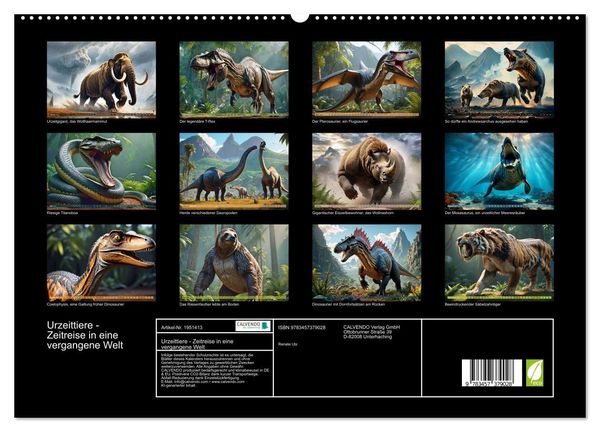 Produktbild: Urzeittiere - Zeitreise in eine vergangene Welt (hochwertiger Premium Wandkalender 2026 DIN A2 quer), Kunstdruck in Hochglanz