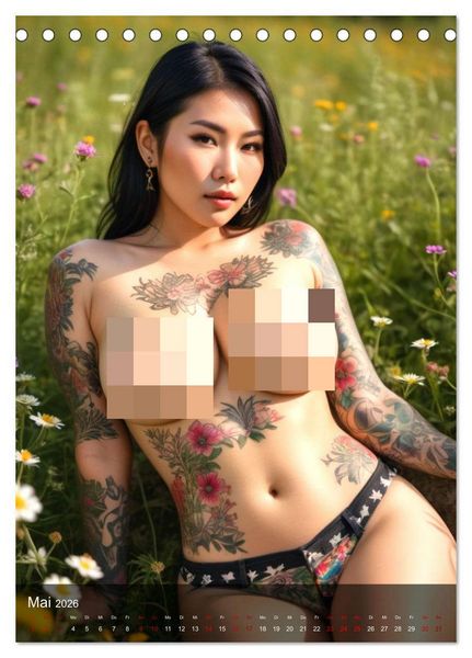 Produktbild: Tattoo Queens Asien (Tischkalender 2026 DIN A5 hoch), CALVENDO Monatskalender
